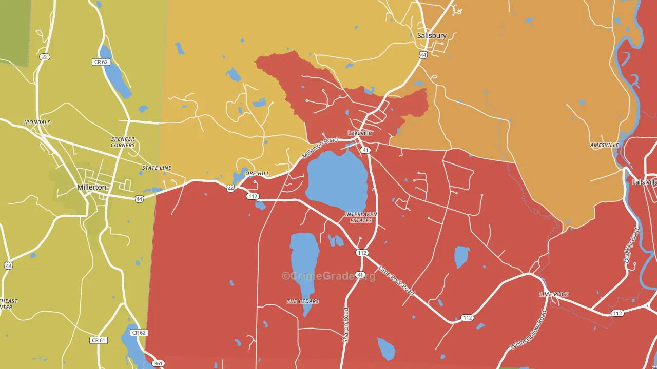 Lakeville, CT Map of Murder Rates