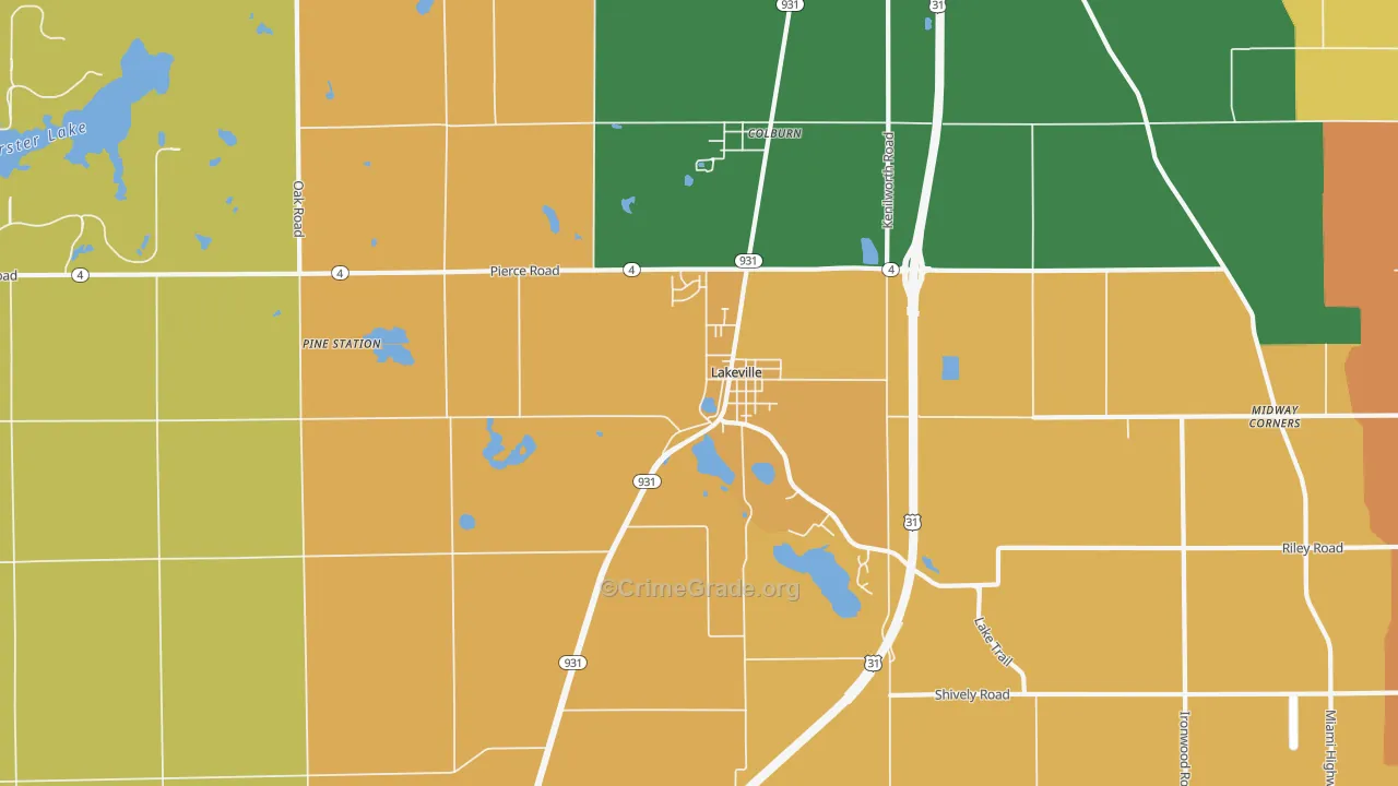 Lakeville, IN Map of Murder Rates