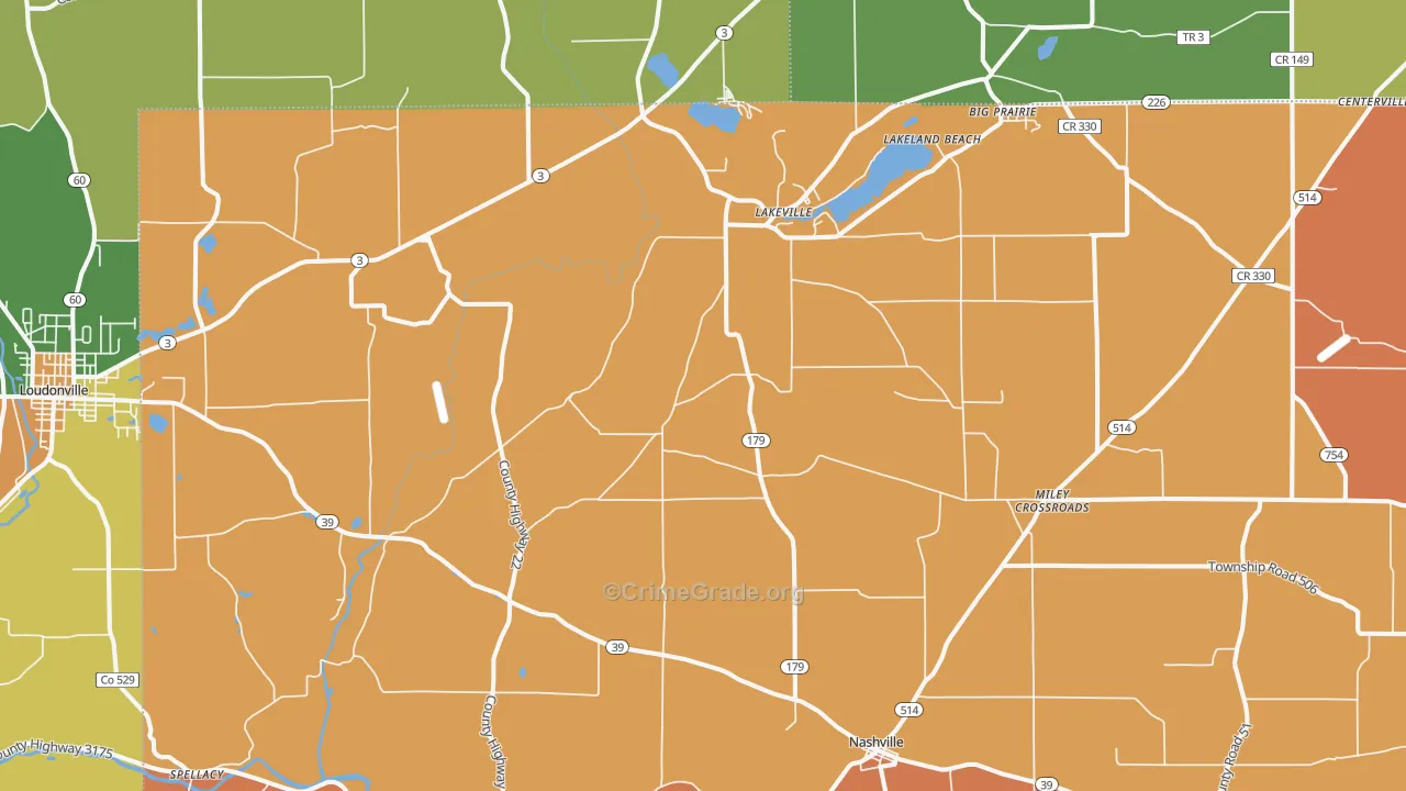 Lakeville, OH Map of Murder Rates