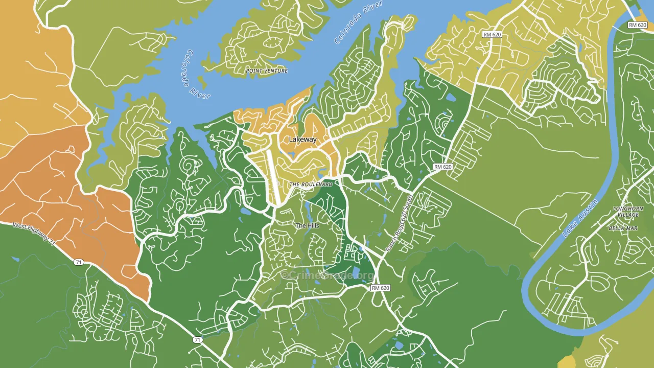 Lakeway, TX Map of Murder Rates