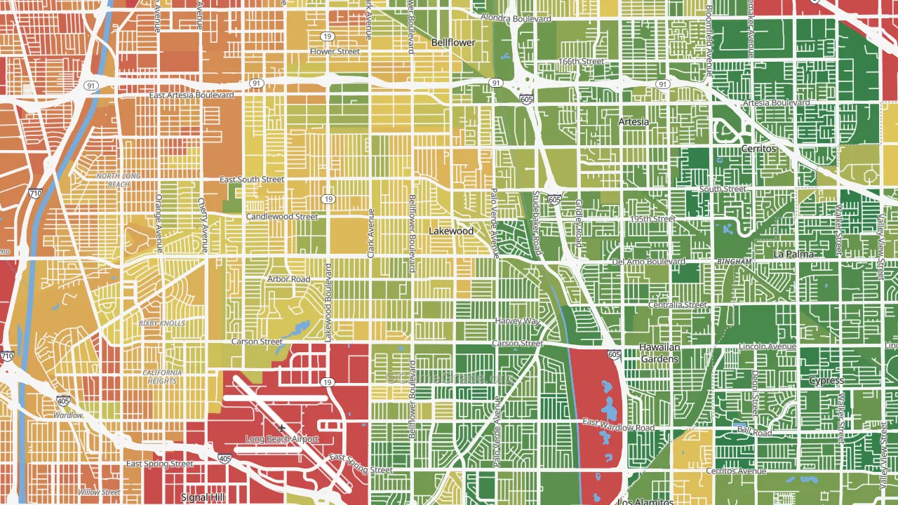 Lakewood, CA Map of Murder Rates