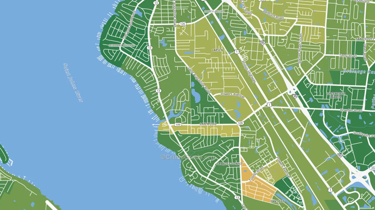 Lakewood, Jacksonville, FL Map of Murder Rates