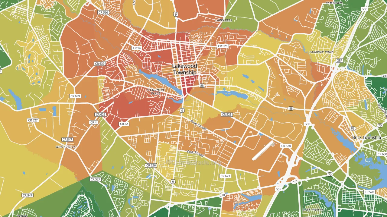 Lakewood, NJ Map of Murder Rates