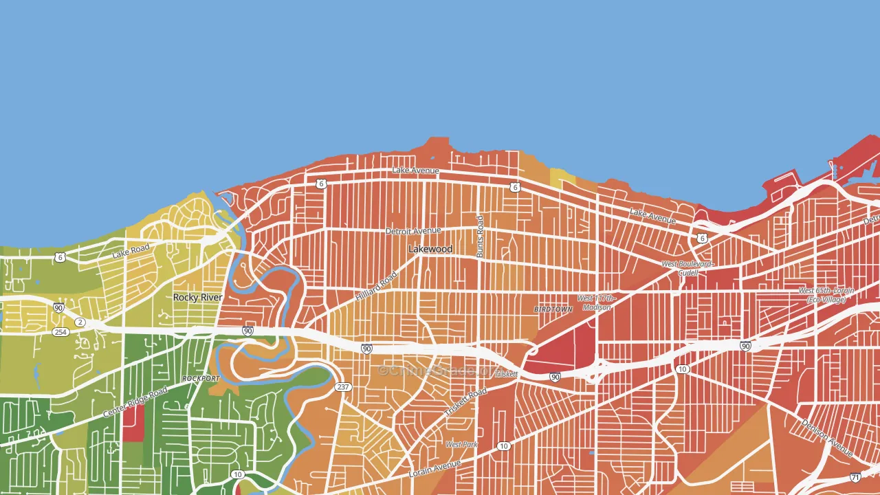 Lakewood, OH Map of Murder Rates