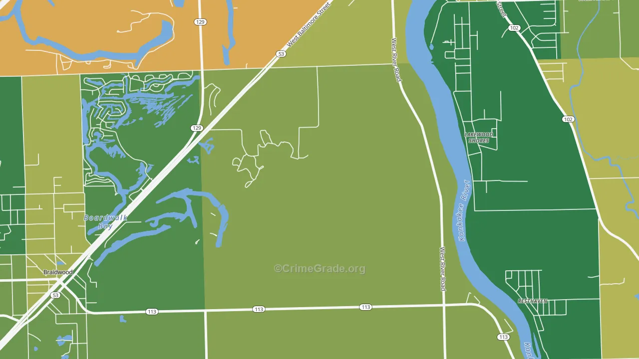 Lakewood Shores, IL Map of Murder Rates