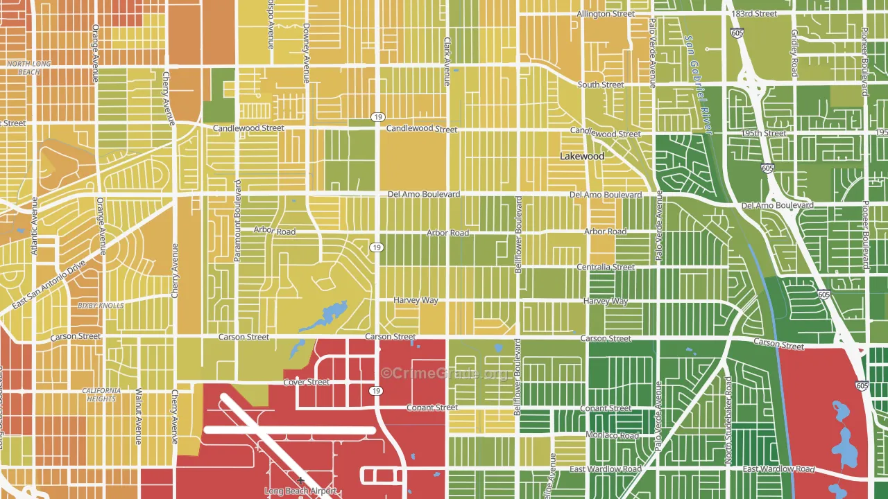 Lakewood Village, Long Beach, CA Map of Murder Rates