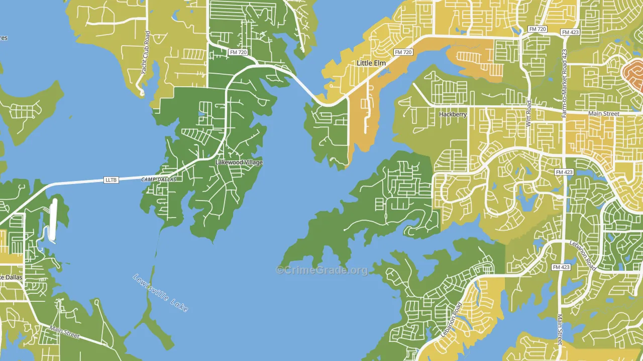 Lakewood Village, TX Map of Murder Rates