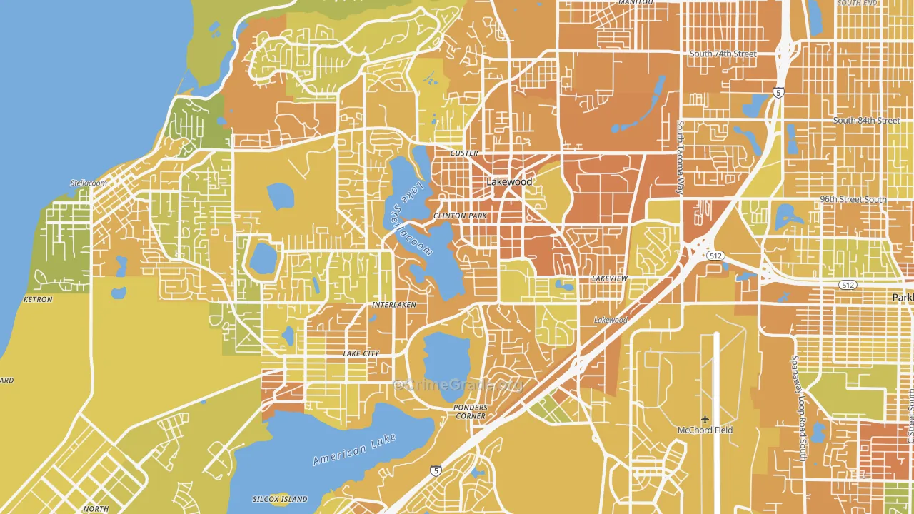 Lakewood, WA Map of Murder Rates