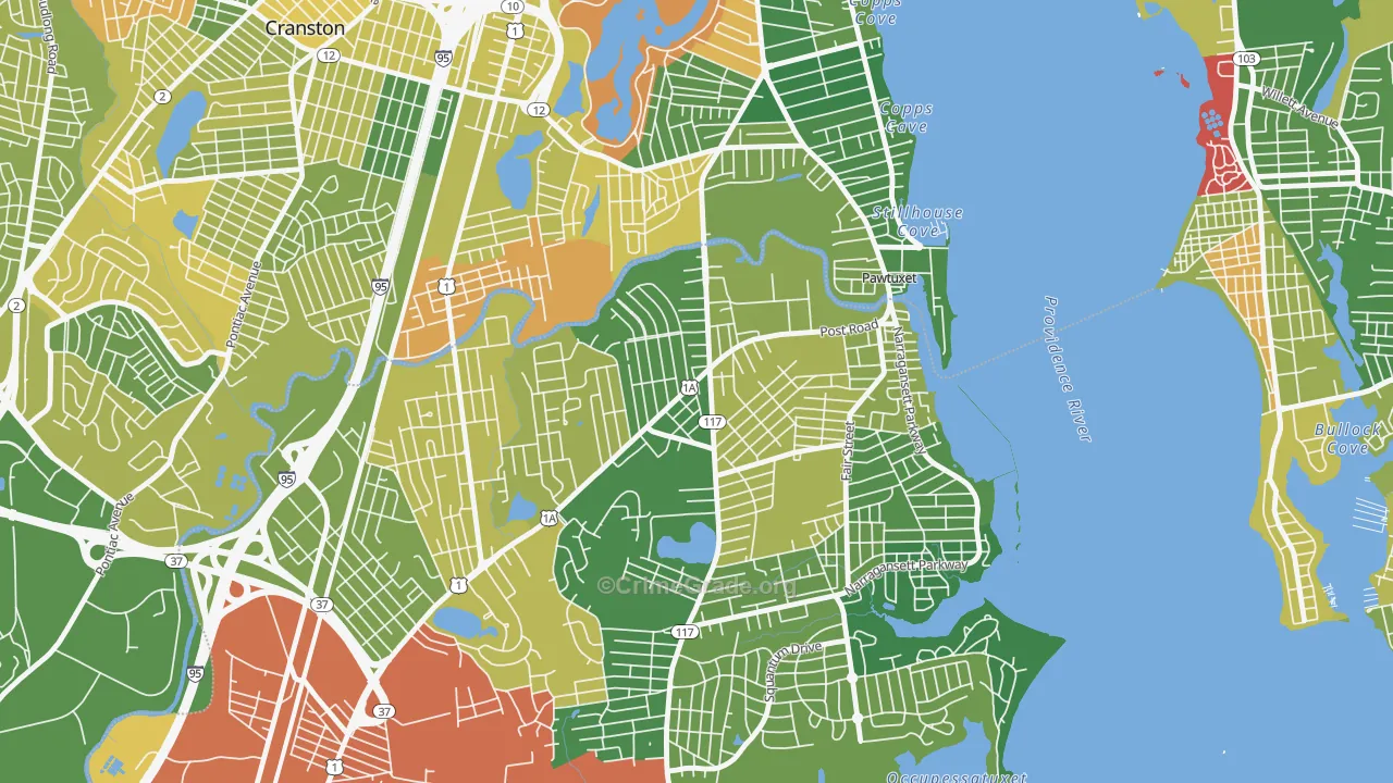 Lakewood, Warwick, RI Map of Murder Rates