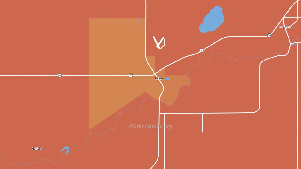 Lakin, KS Map of Murder Rates