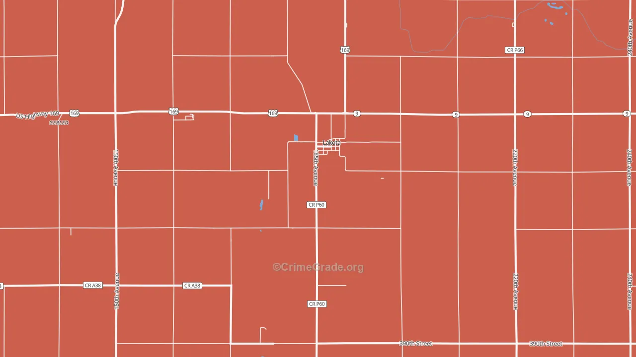 Lakota, IA Map of Murder Rates