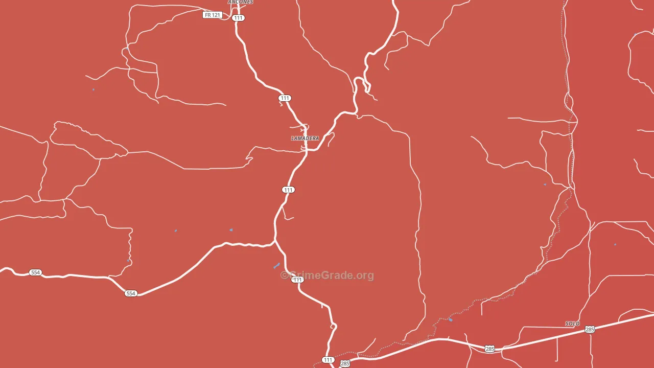 Lamadera, NM Map of Murder Rates