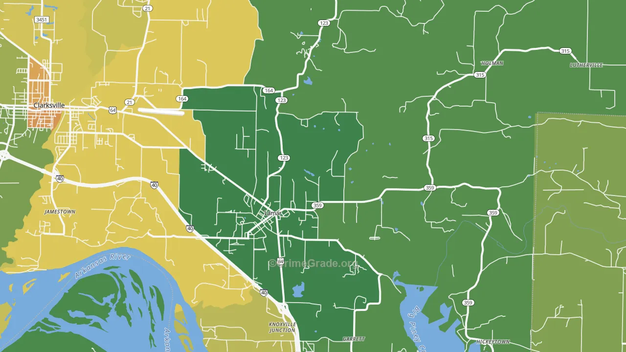 Lamar, AR Map of Murder Rates