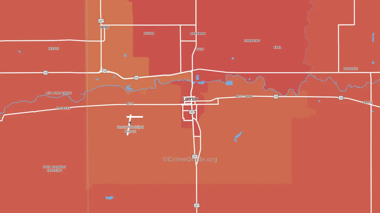 Lamar, CO Map of Murder Rates