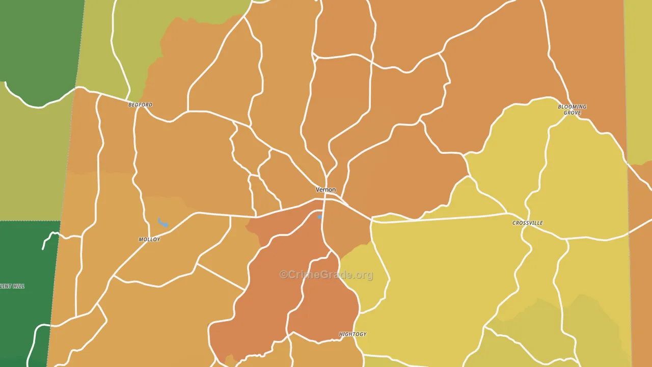 Lamar County, AL Map of Murder Rates