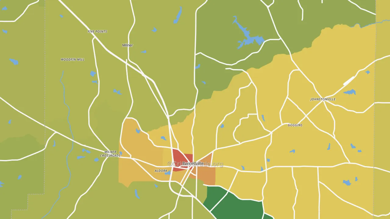 Lamar County, GA Map of Murder Rates