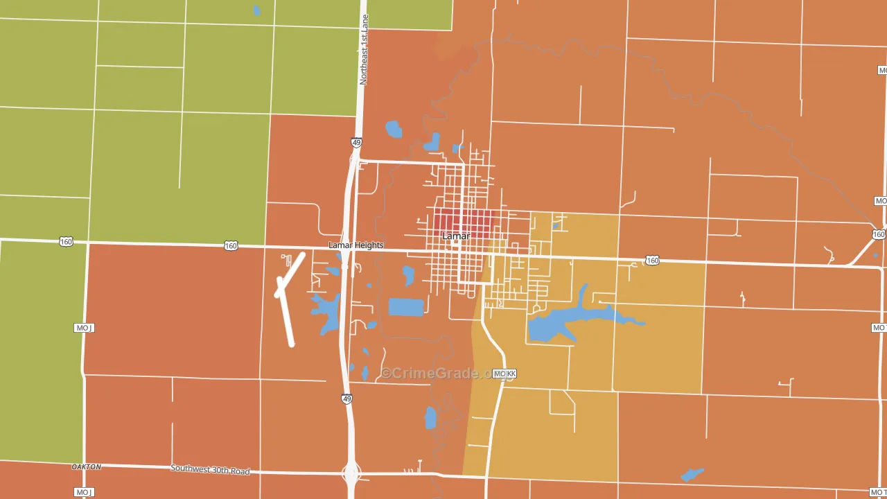 Lamar Heights, MO Map of Murder Rates