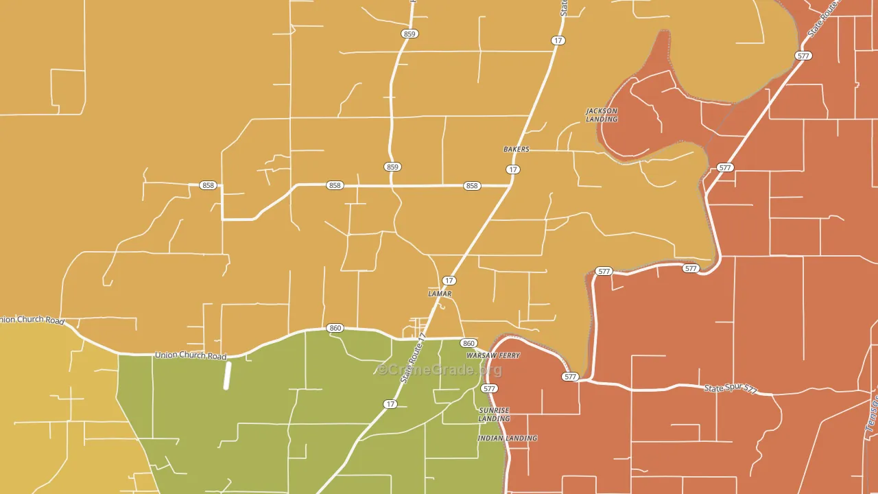 Lamar, LA Map of Murder Rates