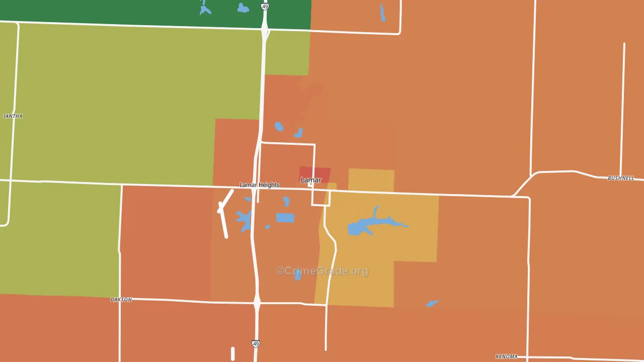 Lamar, MO Map of Murder Rates