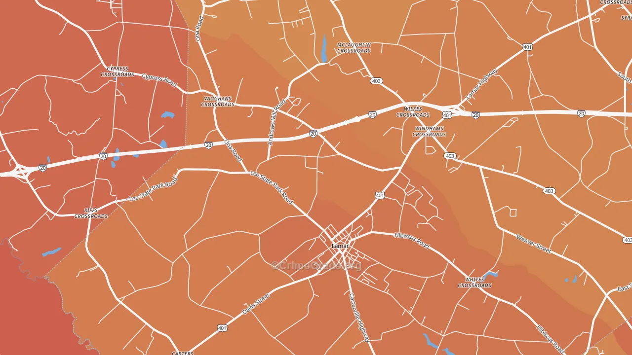 Lamar, SC Map of Murder Rates