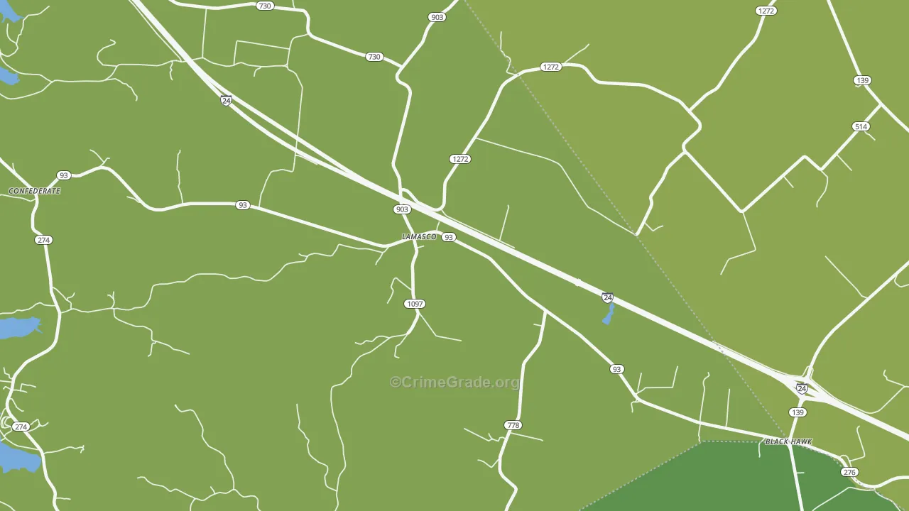 Lamasco, KY Map of Murder Rates