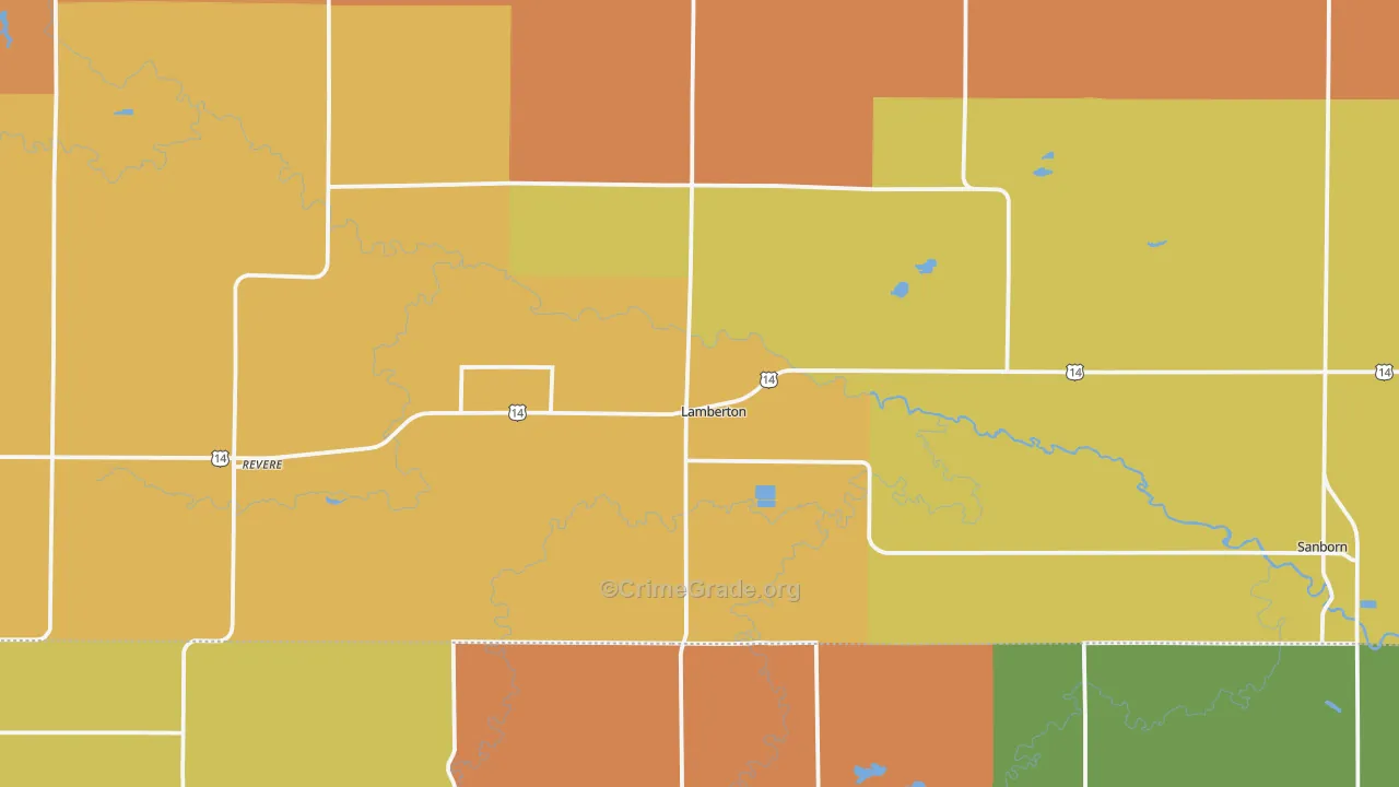 Lamberton, MN Map of Murder Rates