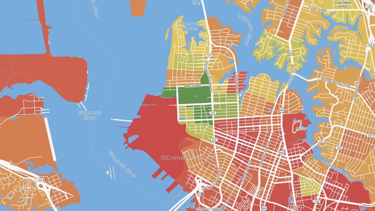 Lamberts Point, Norfolk, VA Map of Murder Rates