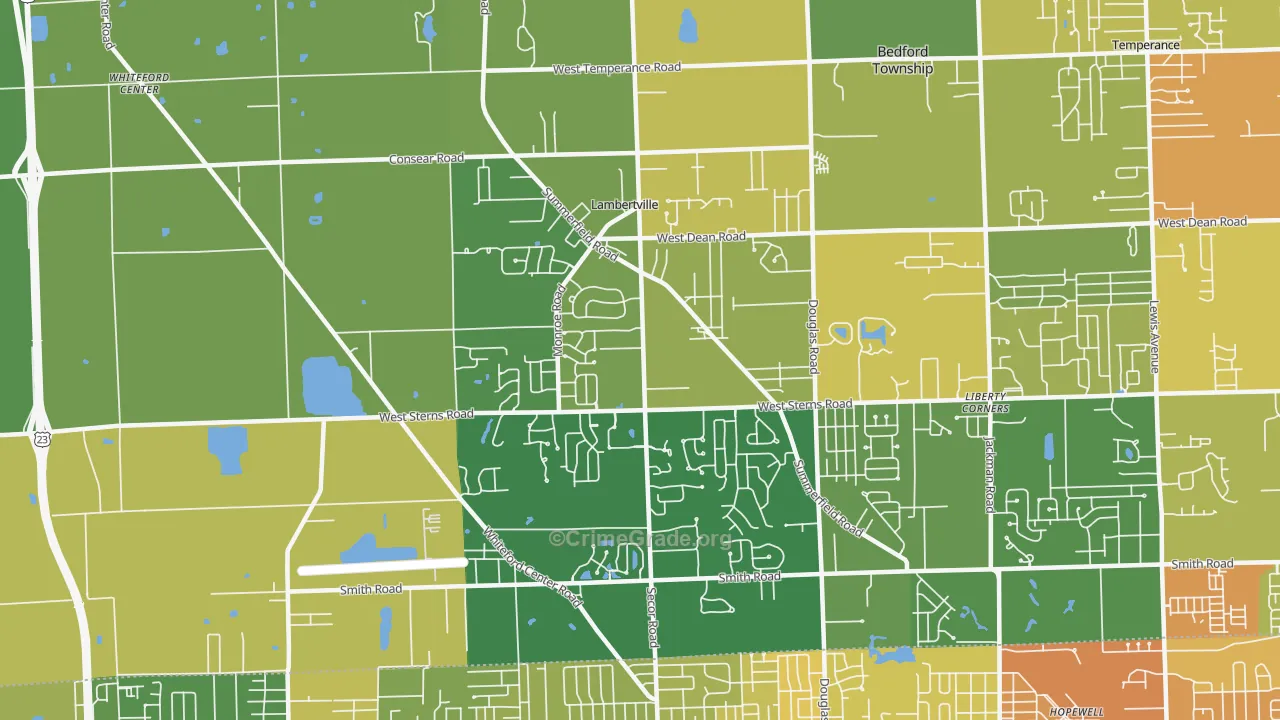 Lambertville, MI Map of Murder Rates
