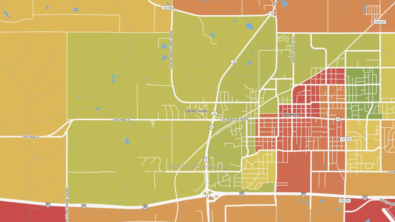 Lambs Grove, IA Map of Murder Rates