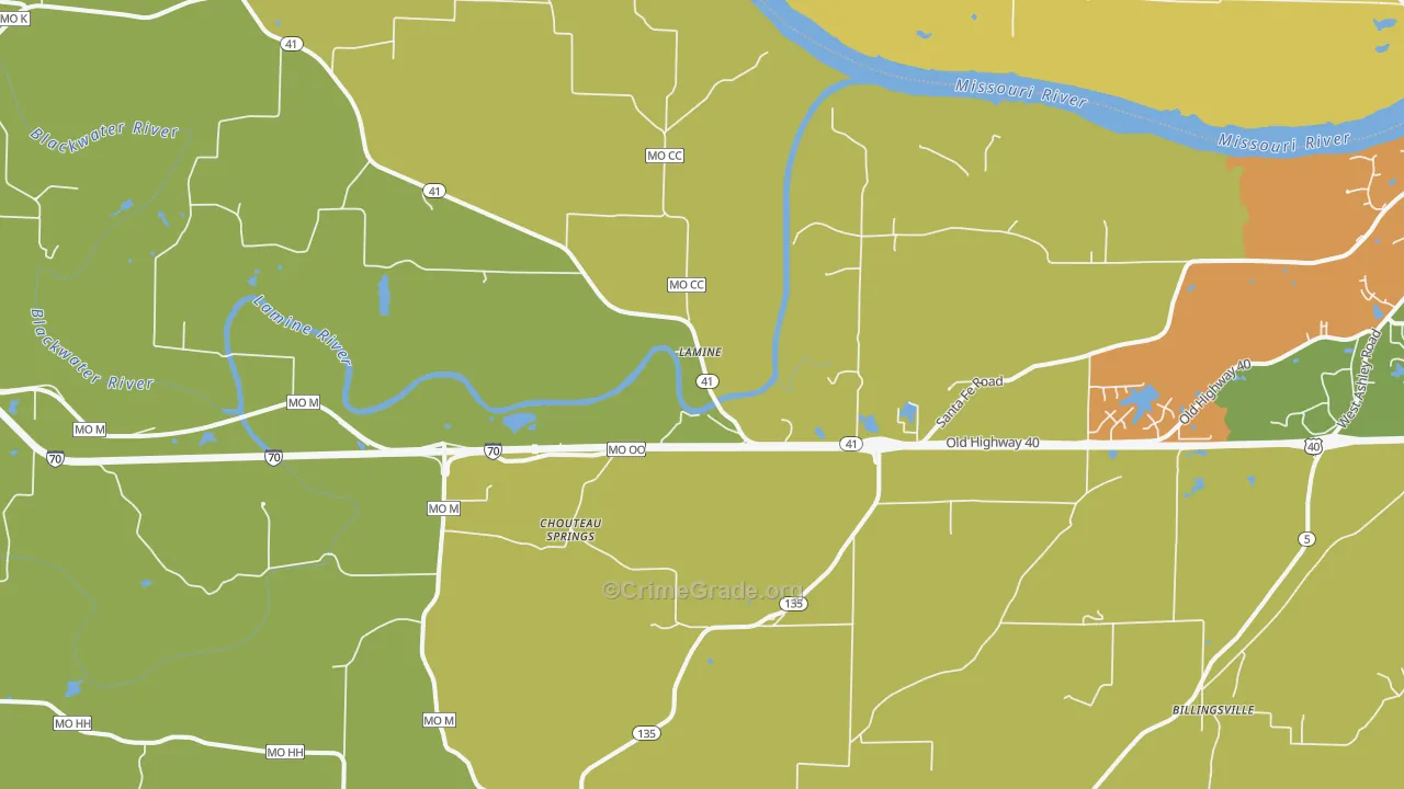 Lamine, MO Map of Murder Rates