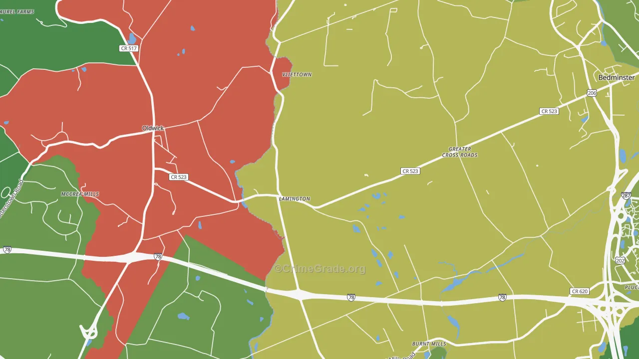 Lamington, NJ Map of Murder Rates