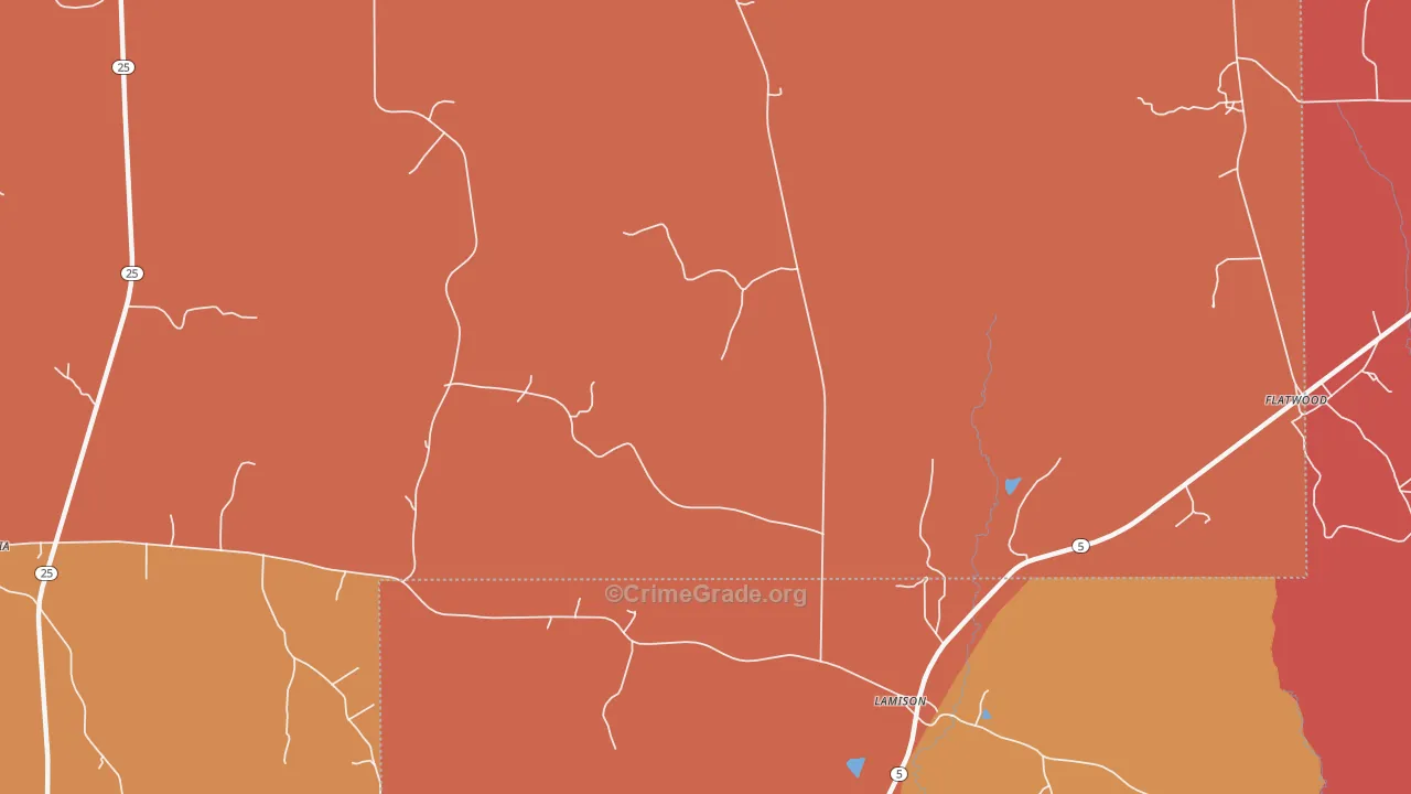Lamison, AL Map of Murder Rates