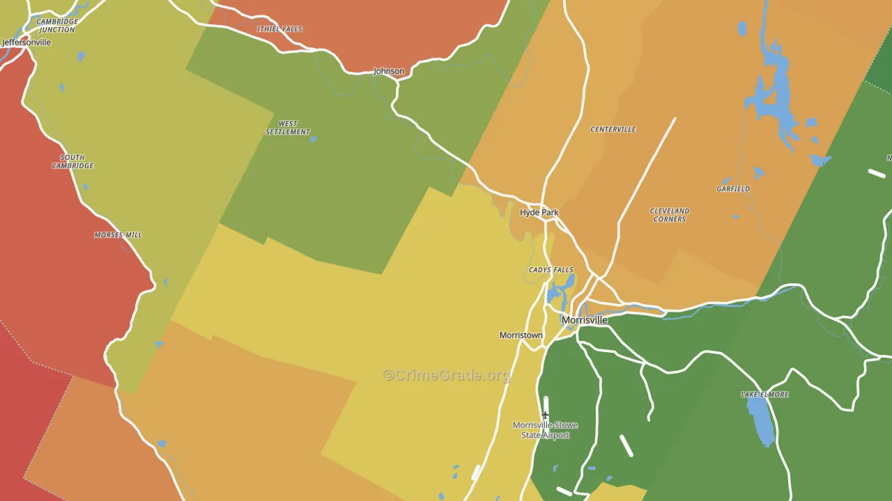 Lamoille County, VT Map of Murder Rates