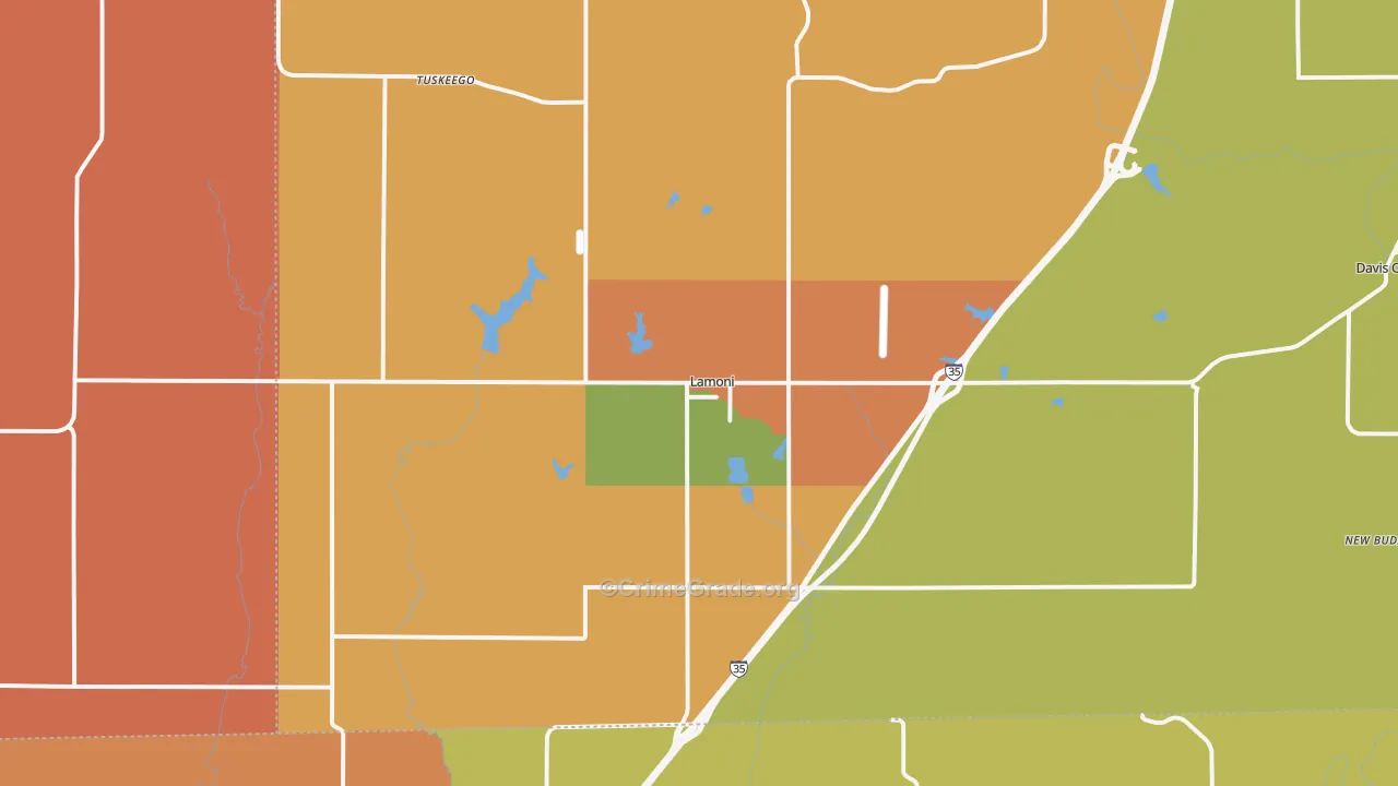 Lamoni, IA Map of Murder Rates