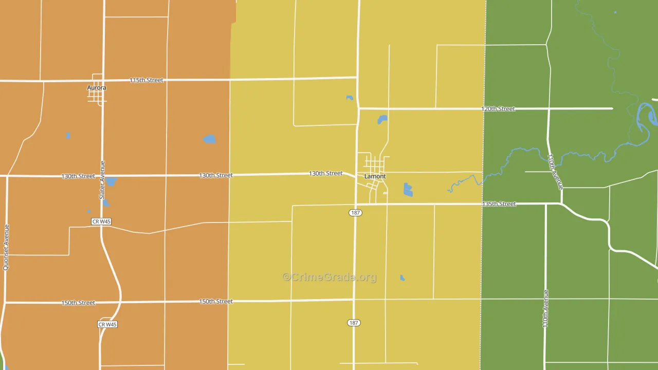 Lamont, IA Map of Murder Rates