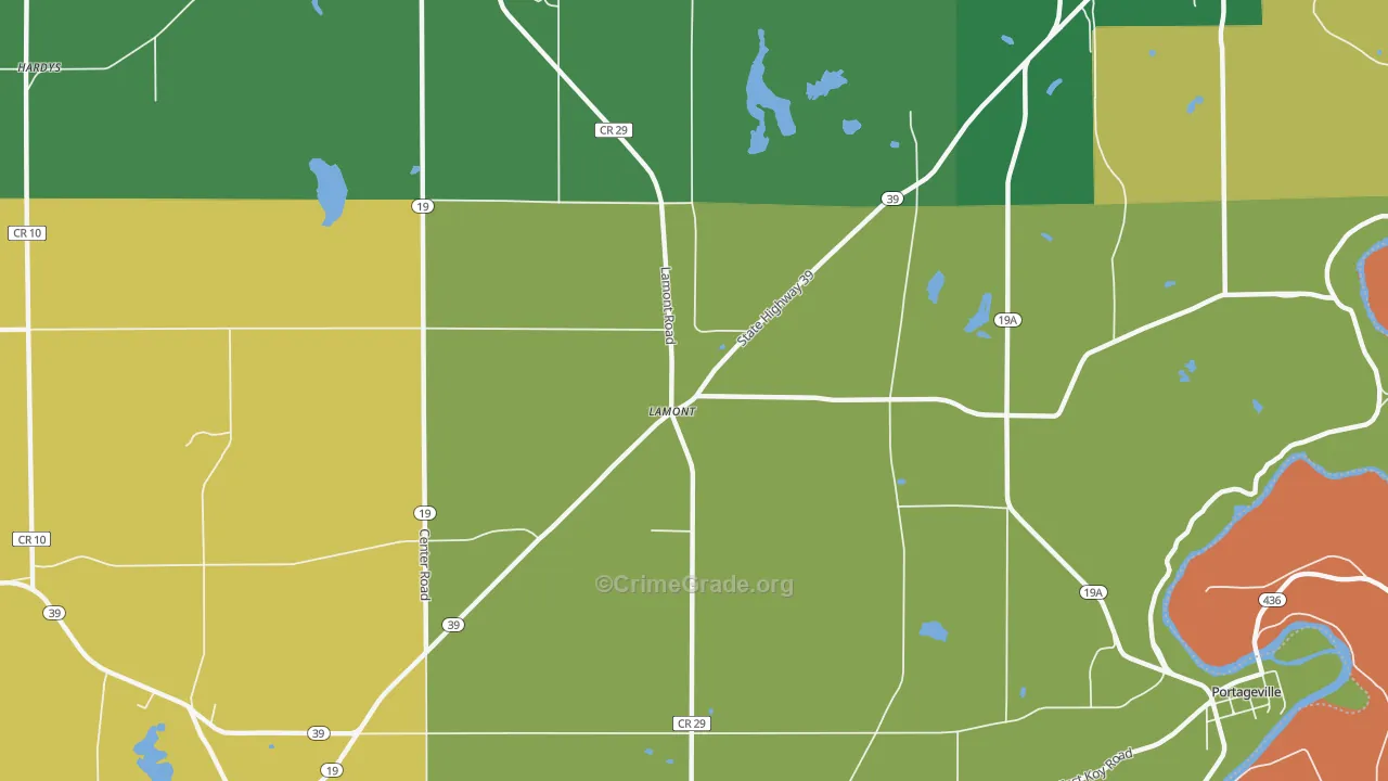 Lamont, NY Map of Murder Rates