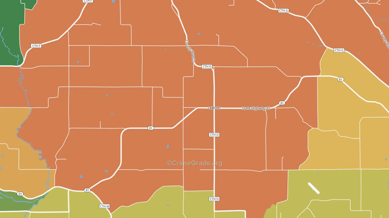 Lamont, WI Map of Murder Rates