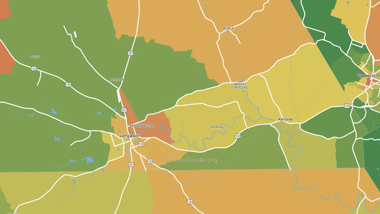 Lampasas County, TX Map of Murder Rates