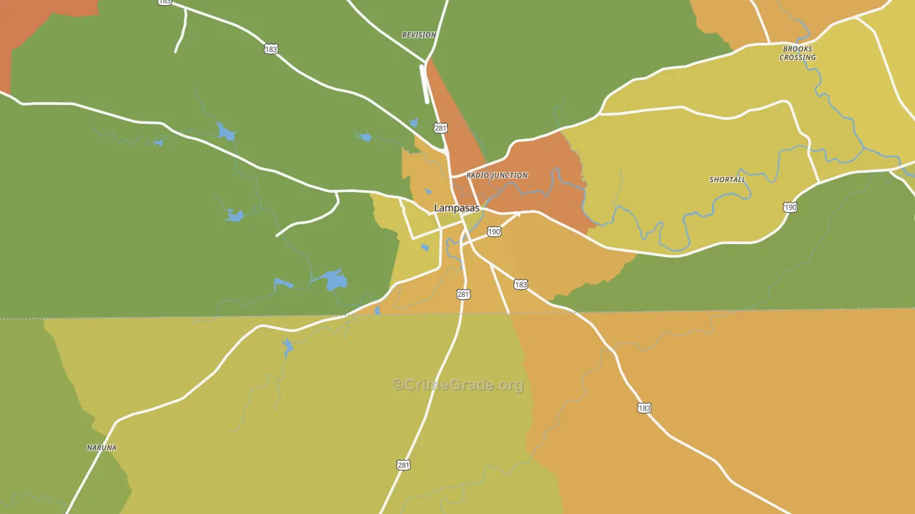 Lampasas, TX Map of Murder Rates