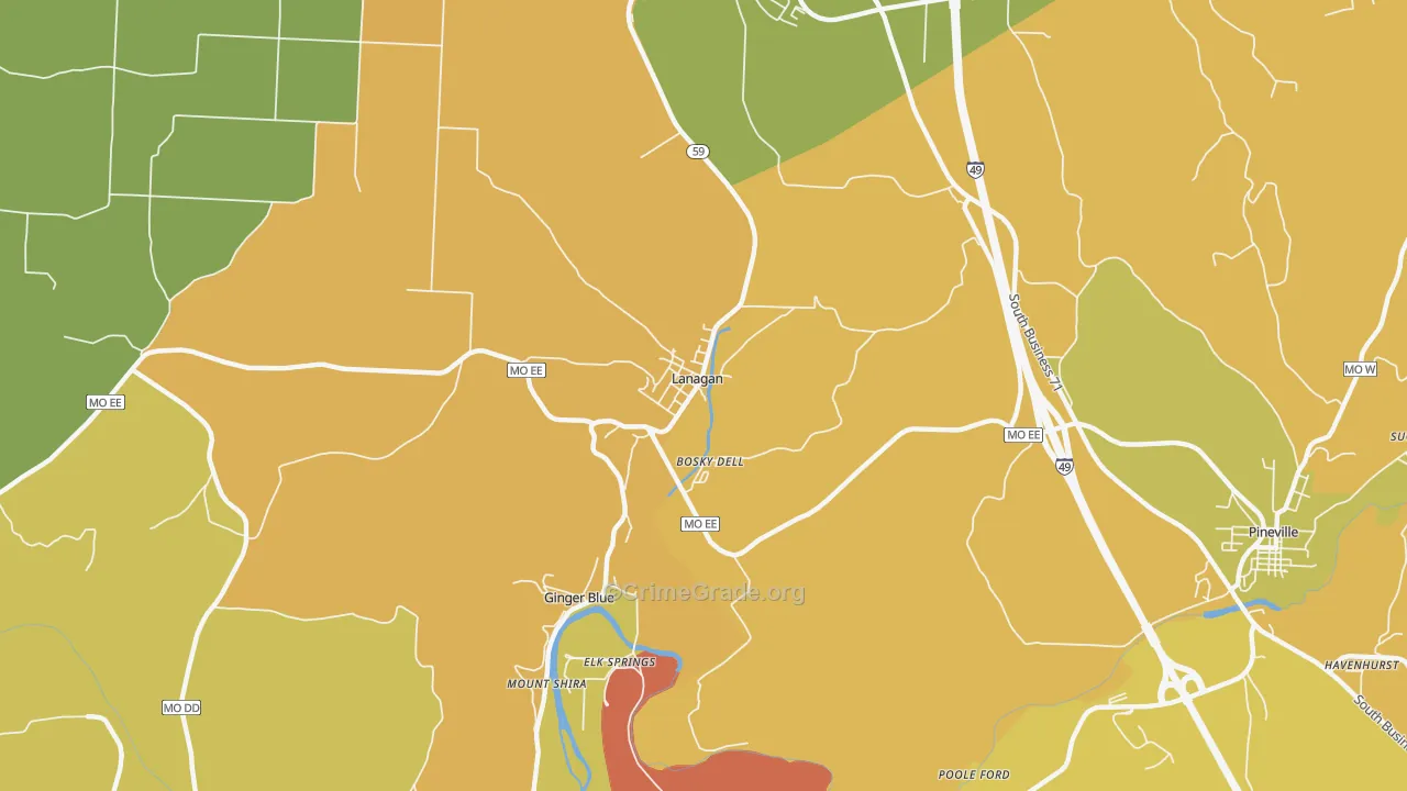 Lanagan, MO Map of Murder Rates