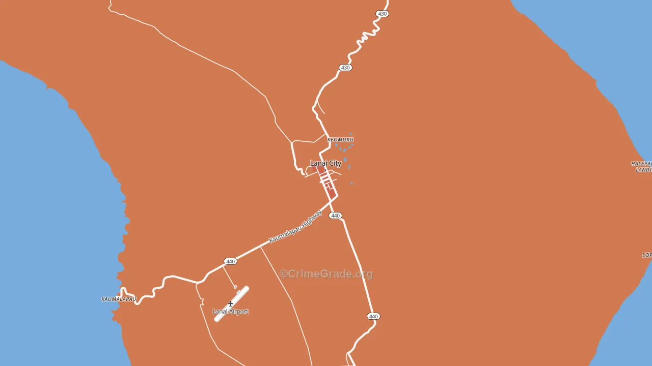 Lanai City, HI Map of Murder Rates