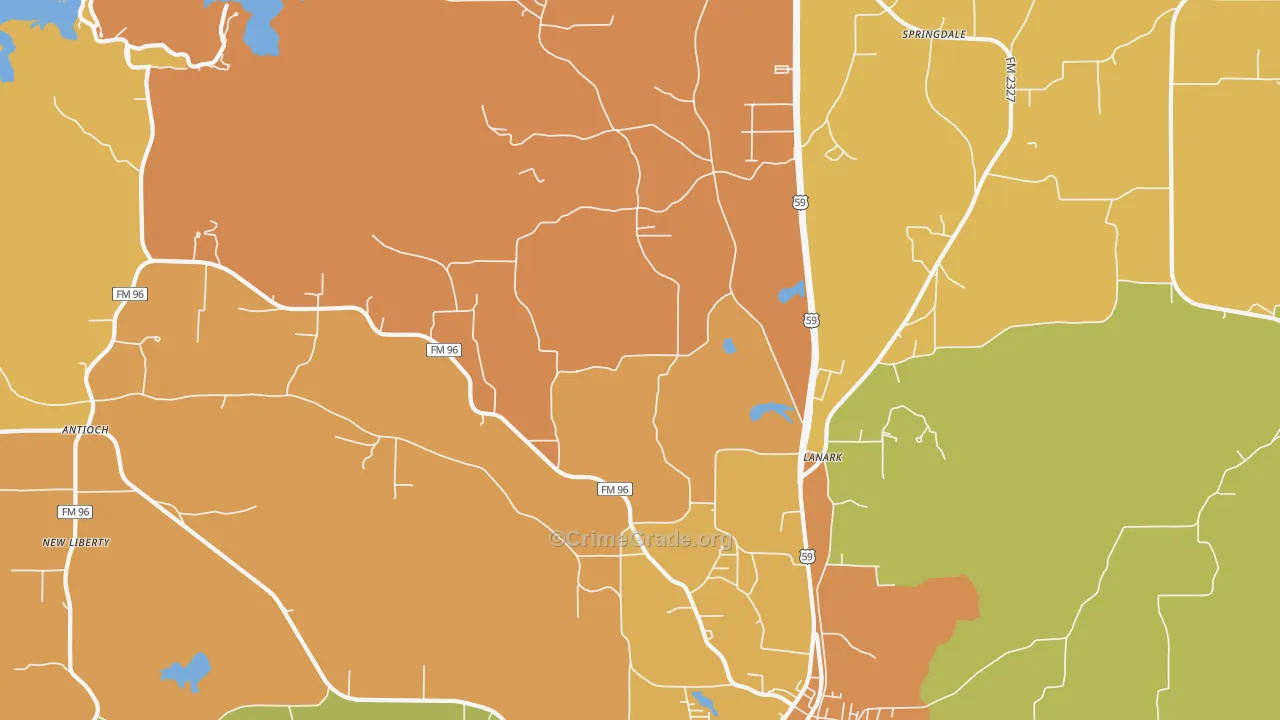 Lanark, TX Map of Murder Rates