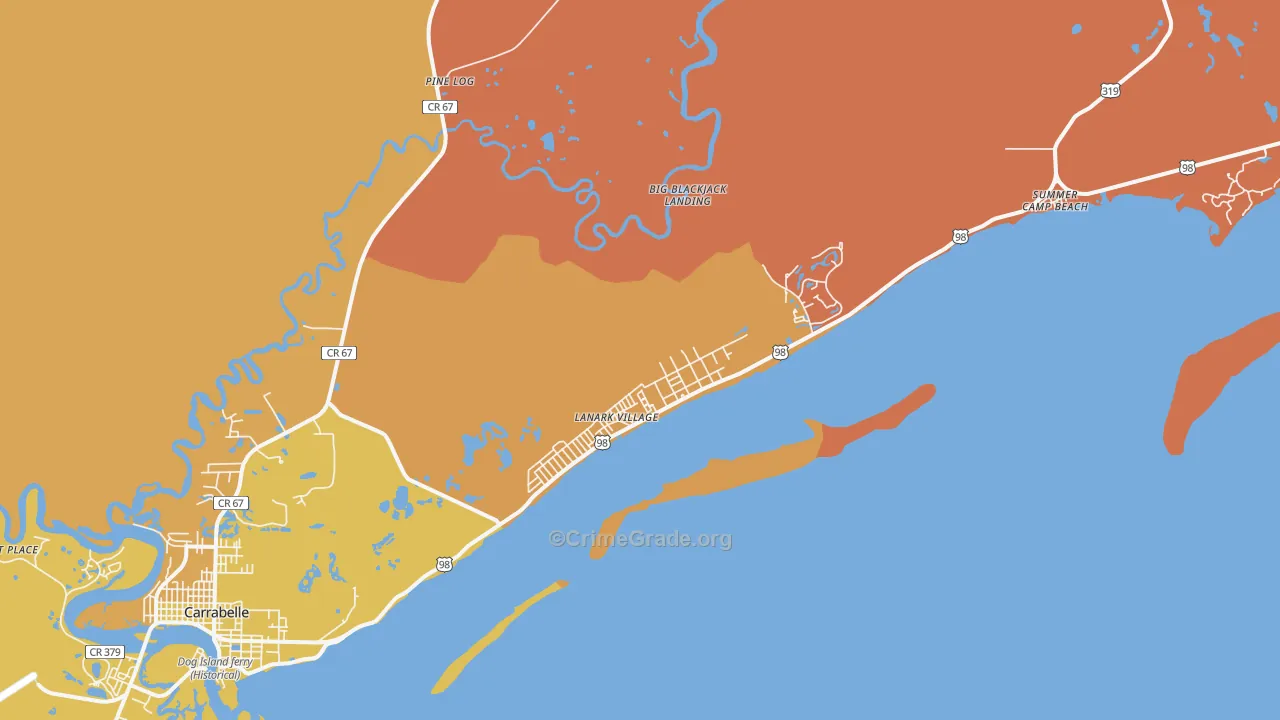 Lanark Village, FL Map of Murder Rates