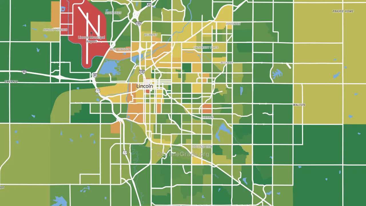 Lancaster County, NE Map of Murder Rates