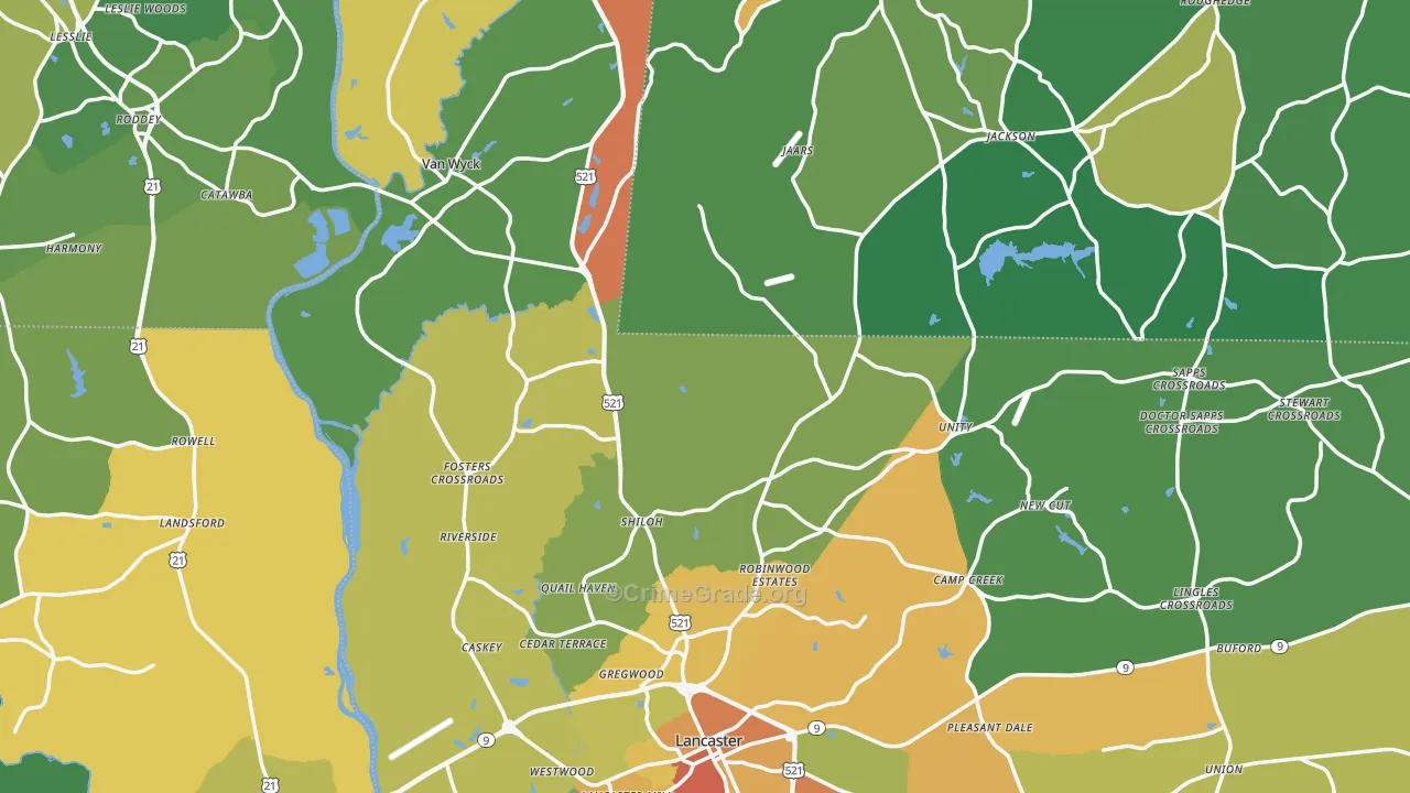 Lancaster County, SC Map of Murder Rates