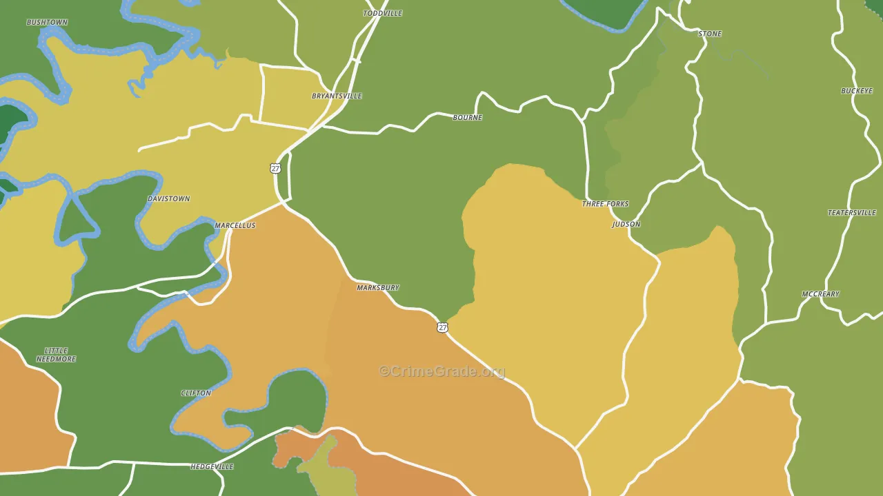 Lancaster, KY Map of Murder Rates