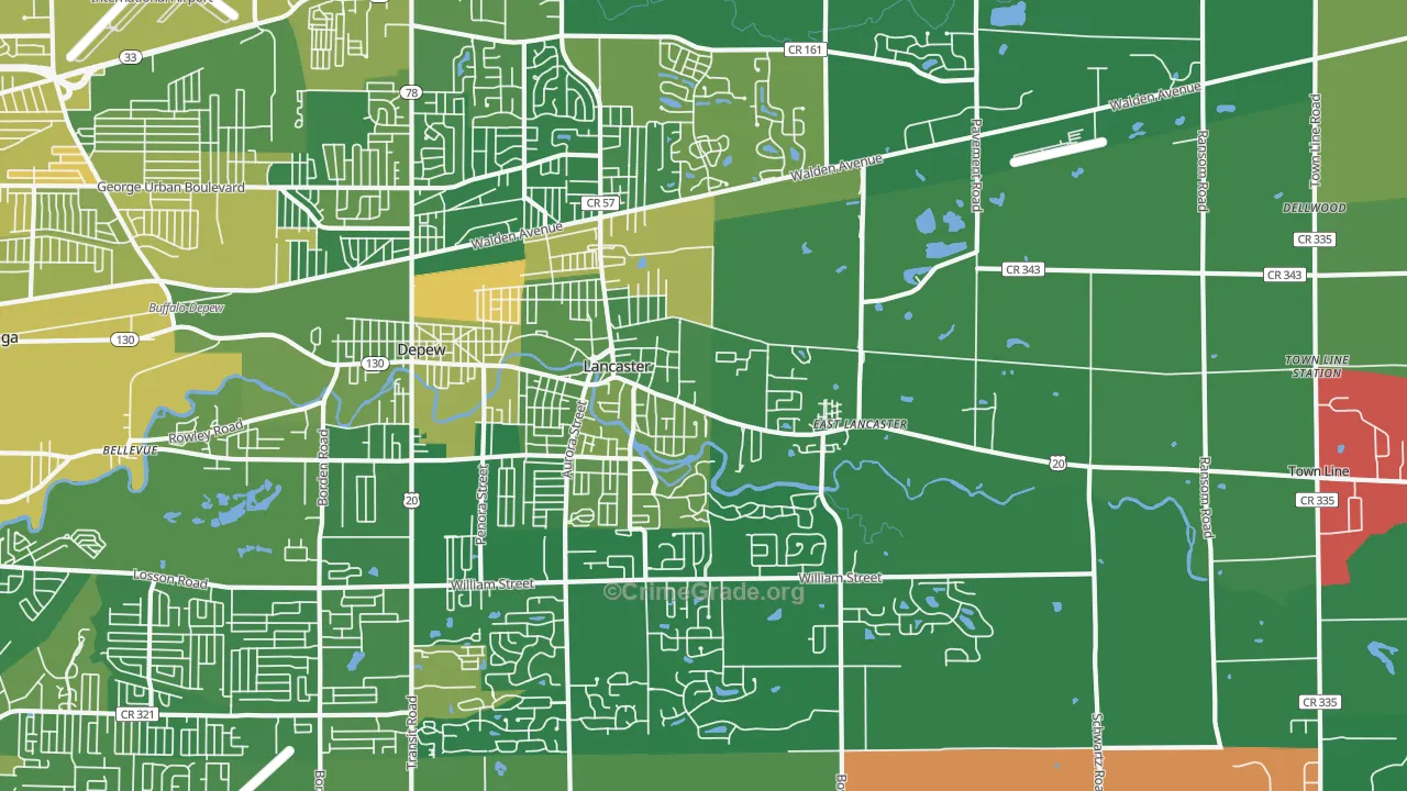 Lancaster, NY Map of Murder Rates