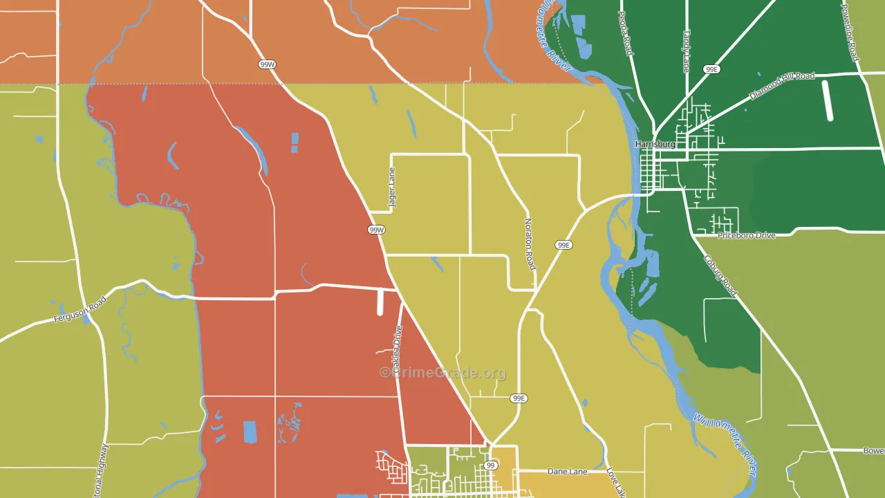 Lancaster, OR Map of Murder Rates