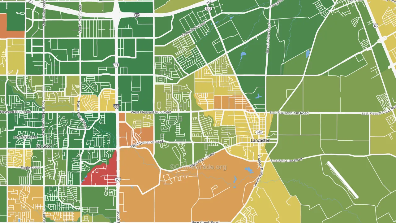 Lancaster, TX Map of Murder Rates