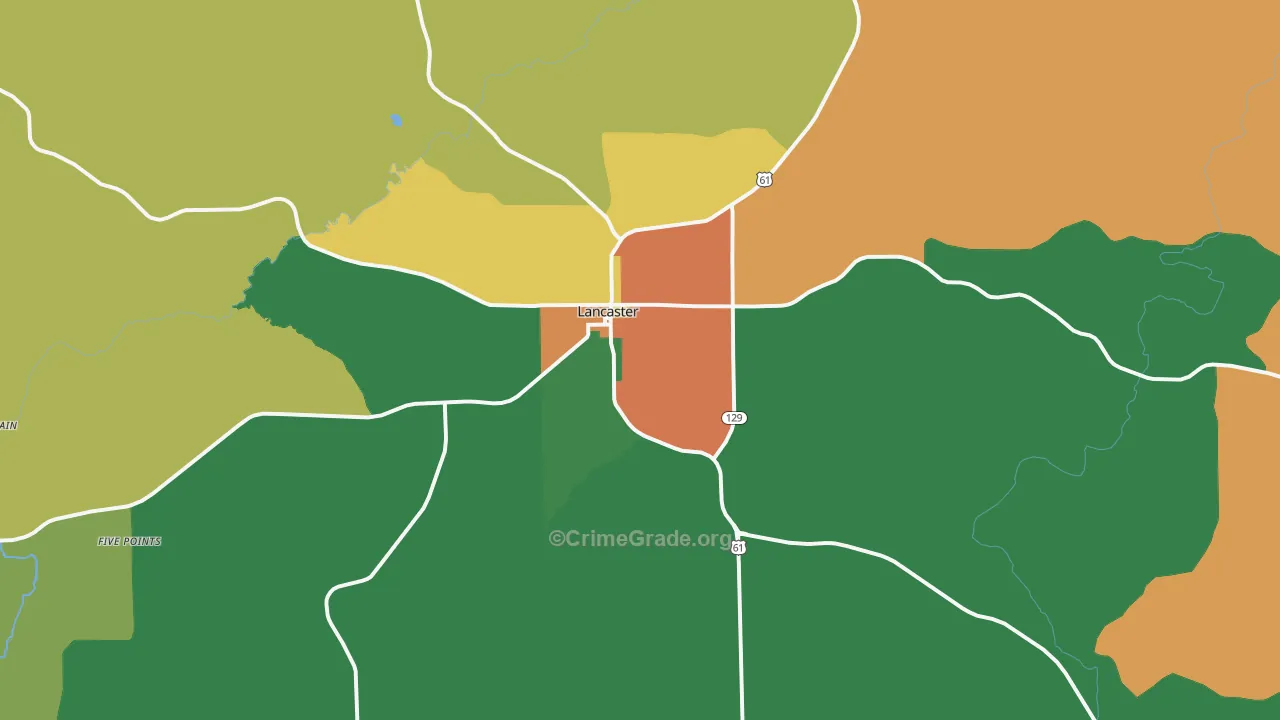 Lancaster, WI Map of Murder Rates